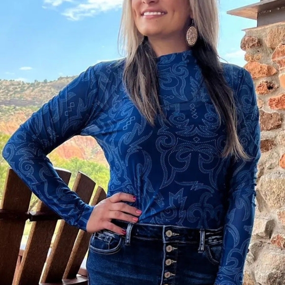 Bonfire Nights Mesh Top Blue - Picture 2 of 2